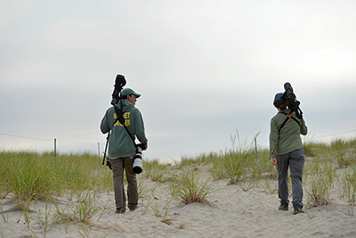 Volunteer Keegan Burke, left, and shorebird biologist Liana DiNunzio Volunteer Keegan Burke, left, and shorebird biologist Liana DiNunzio
